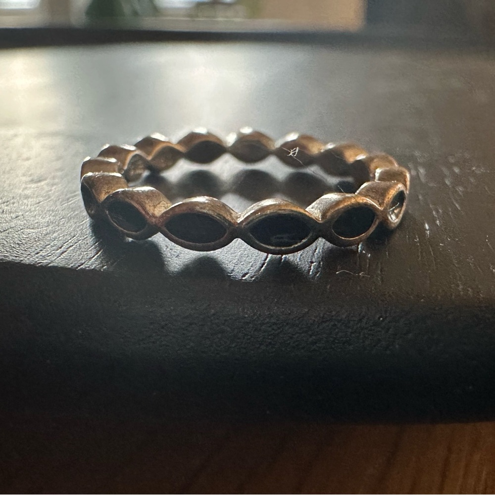 Pandora Sterling Silver Black Ring